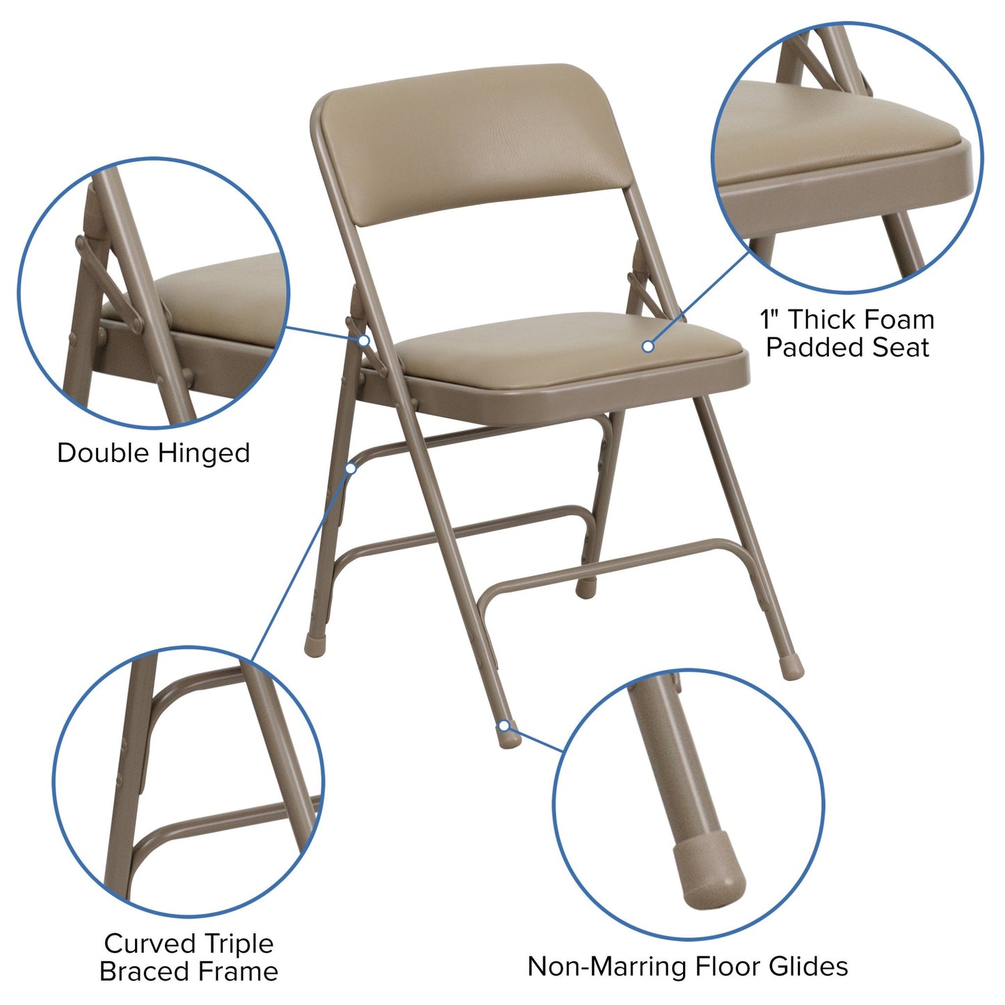 HERCULES Series Metal Folding Chair with Vinly Seat, Curved Triple Braced and Double Hinged by Flash Furniture - SchoolOutlet