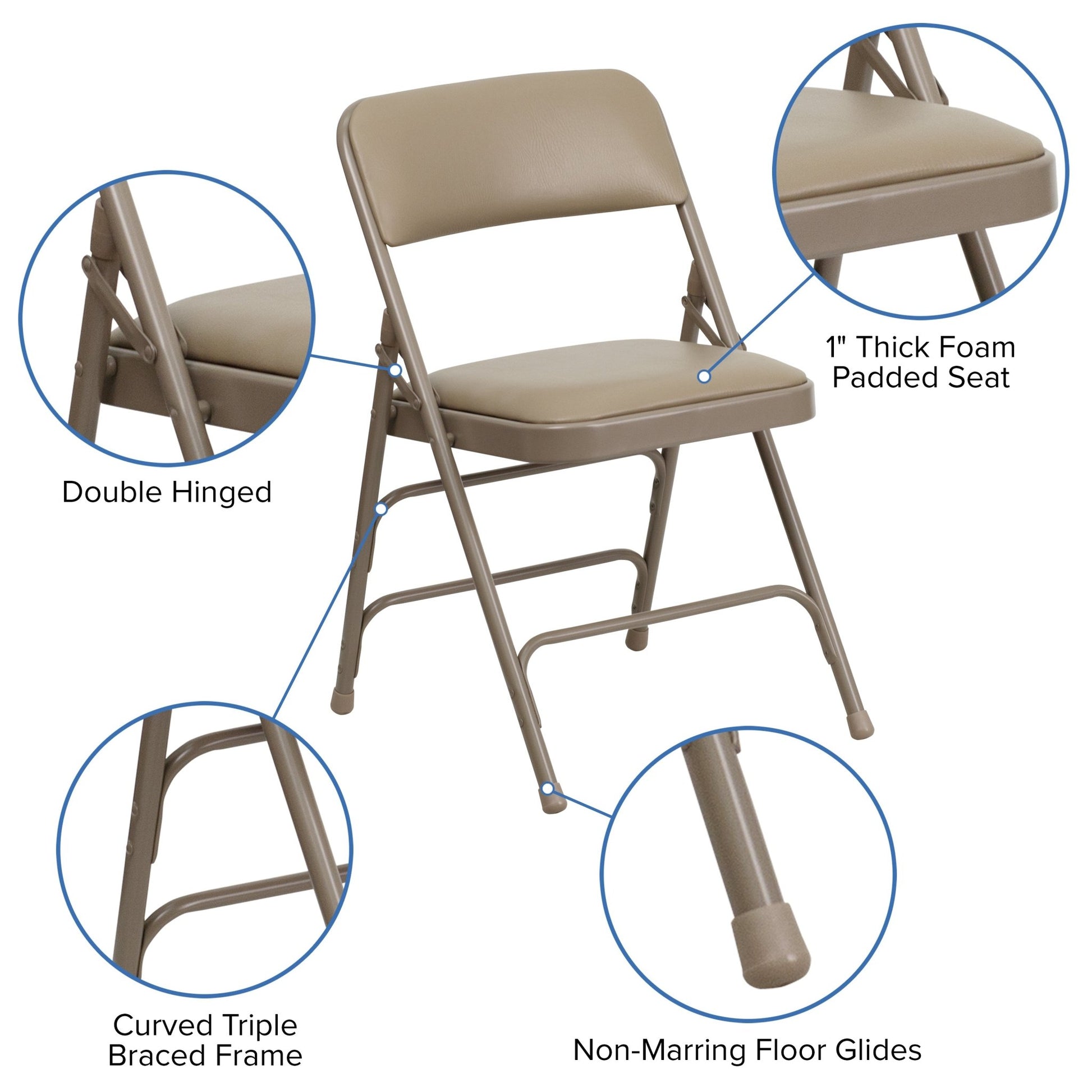 HERCULES Series Metal Folding Chair with Vinly Seat, Curved Triple Braced and Double Hinged by Flash Furniture - SchoolOutlet