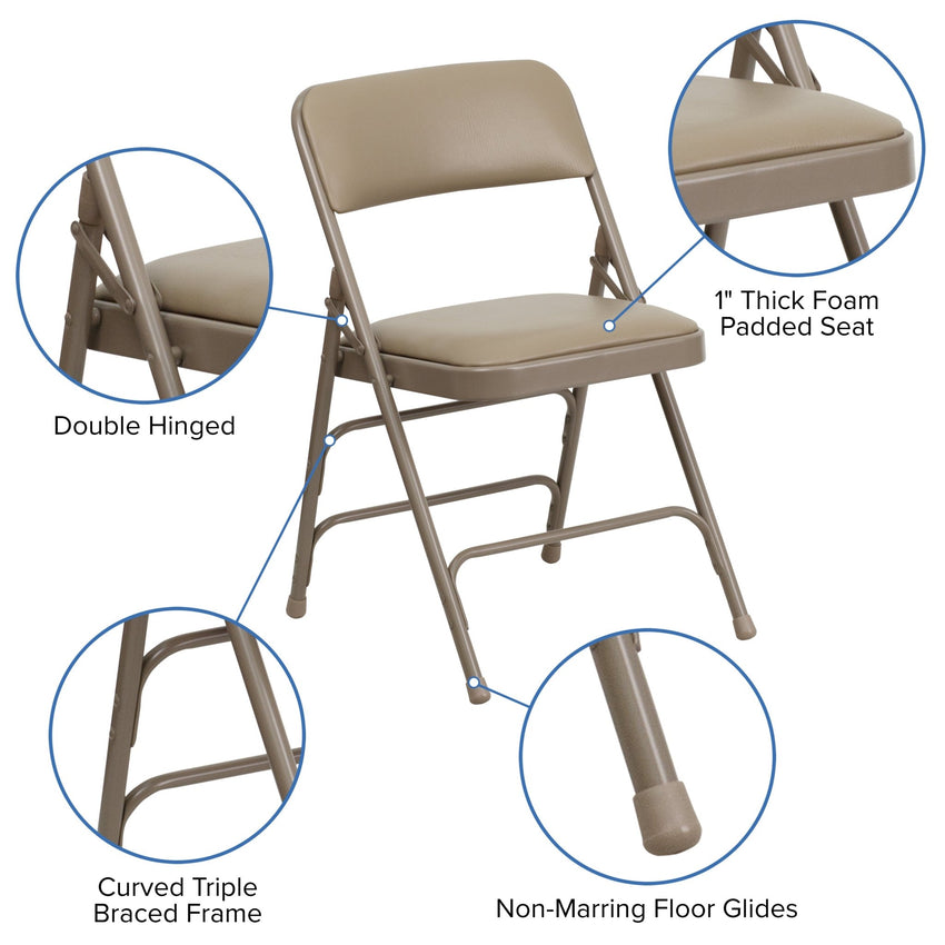 HERCULES Series Metal Folding Chair with Vinly Seat, Curved Triple Braced and Double Hinged by Flash Furniture - SchoolOutlet
