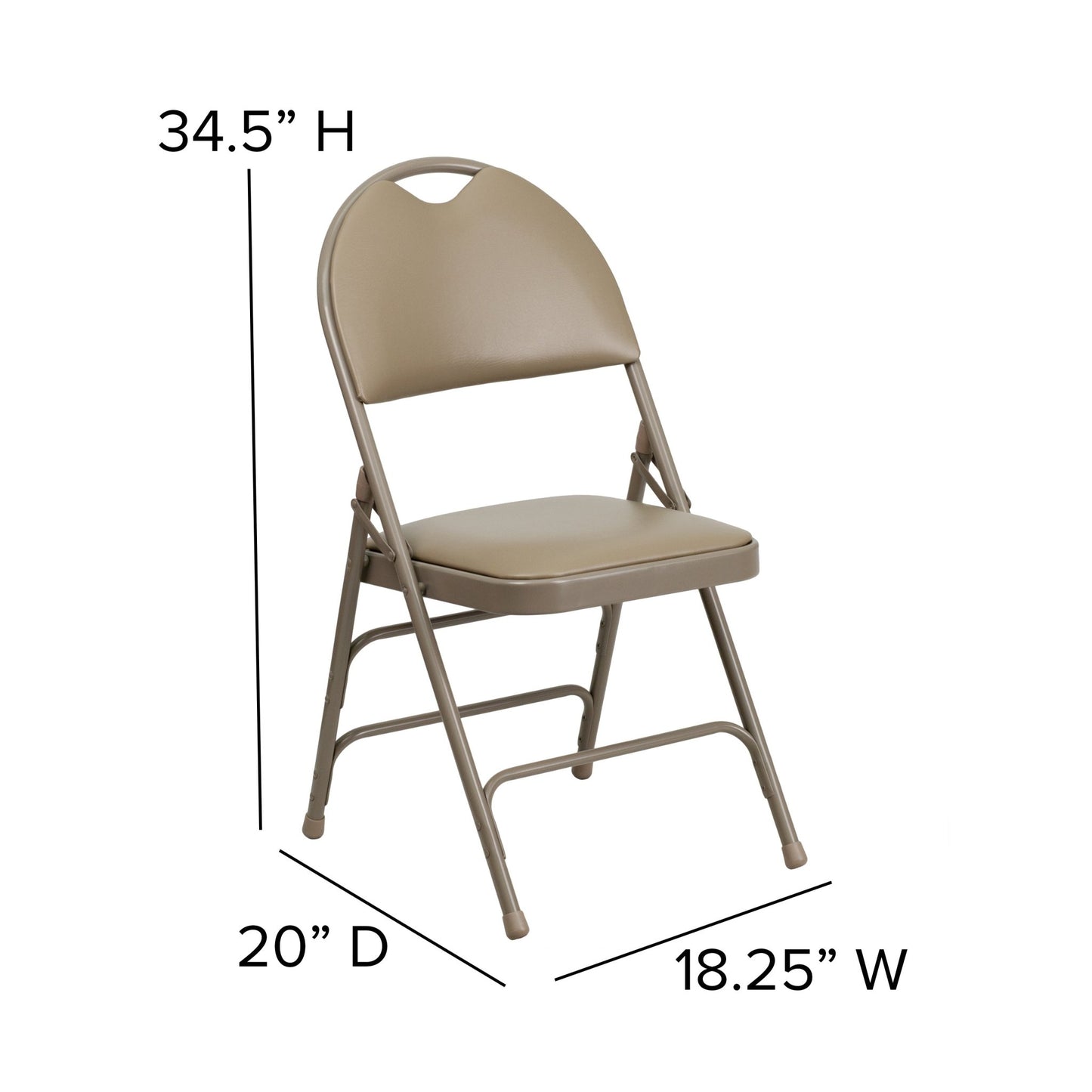 HERCULES Series Metal Folding Chair with Vinyl Seat, Easy - Carry Handle and Ultra - Premium Triple Braced by Flash Furniture - SchoolOutlet