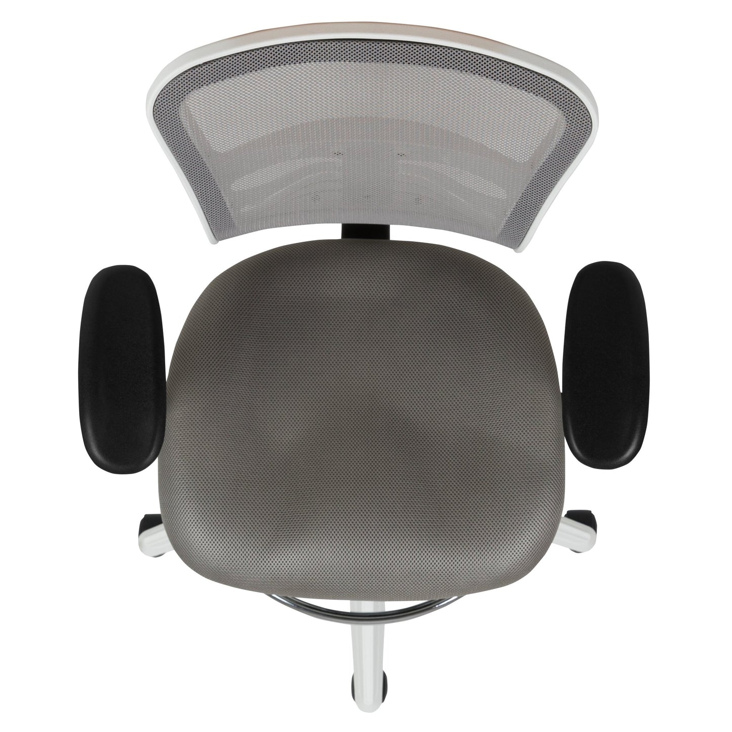 Tyler Mid - Back Mesh Ergonomic Drafting Chair with Adjustable Chrome Foot Ring and Adjustable Arms by Flash Furniture - SchoolOutlet