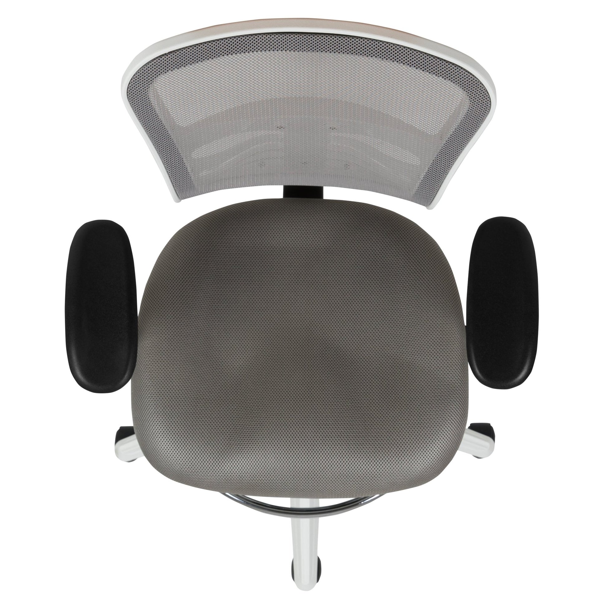 Tyler Mid - Back Mesh Ergonomic Drafting Chair with Adjustable Chrome Foot Ring and Adjustable Arms by Flash Furniture - SchoolOutlet