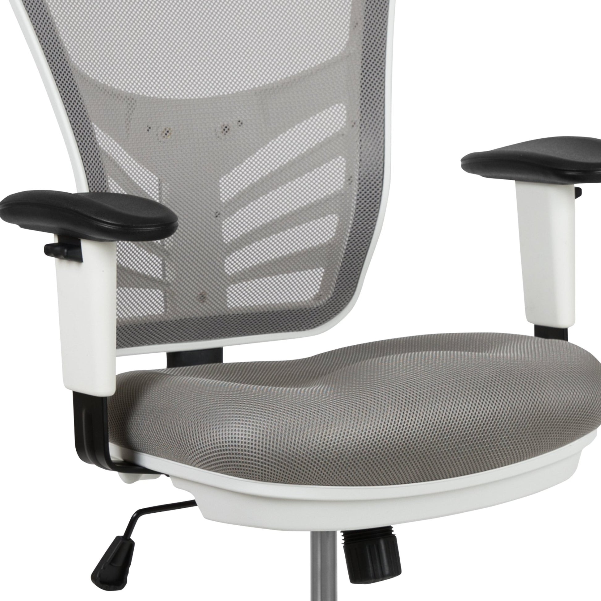 Tyler Mid - Back Mesh Ergonomic Drafting Chair with Adjustable Chrome Foot Ring and Adjustable Arms by Flash Furniture - SchoolOutlet