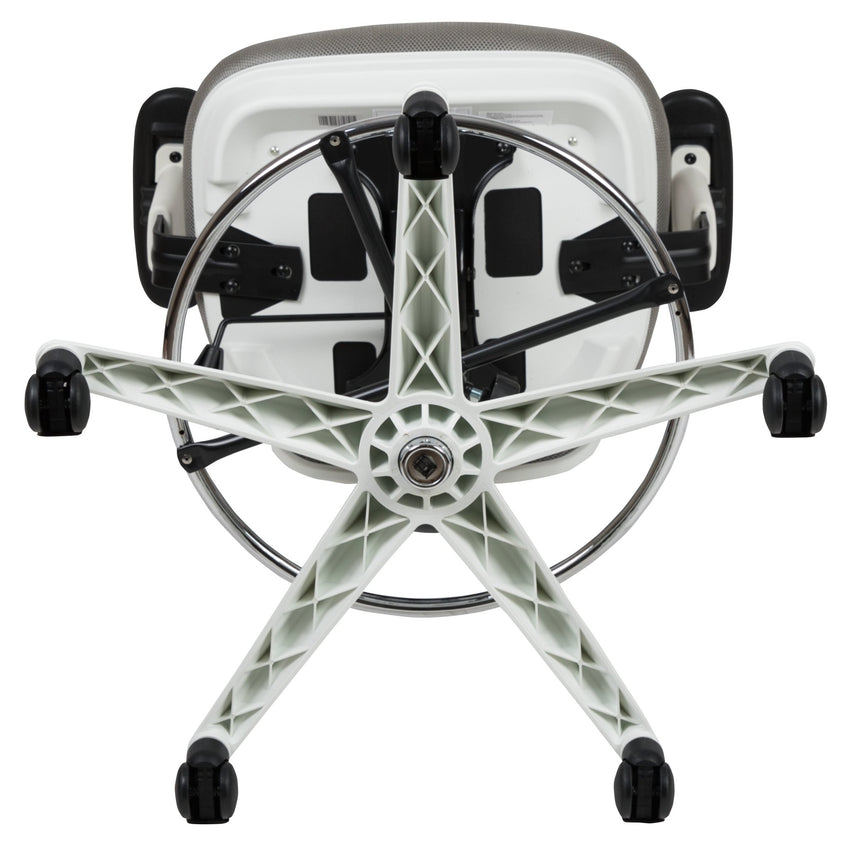 Tyler Mid - Back Mesh Ergonomic Drafting Chair with Adjustable Chrome Foot Ring and Adjustable Arms by Flash Furniture - SchoolOutlet