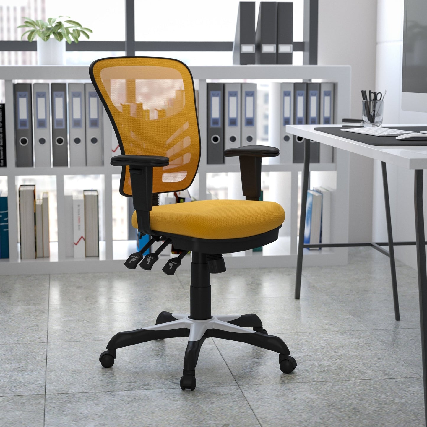 Nicholas Executive Swivel Ergonomic Office Chair with Adjustable Arms and Mid - Back Mesh Multifunction by Flash Furniture - SchoolOutlet