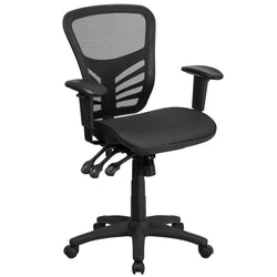 Nicholas Executive Swivel Ergonomic Office Chair with Adjustable Arms and Mid-Back Transparent Black Mesh by Flash Furniture