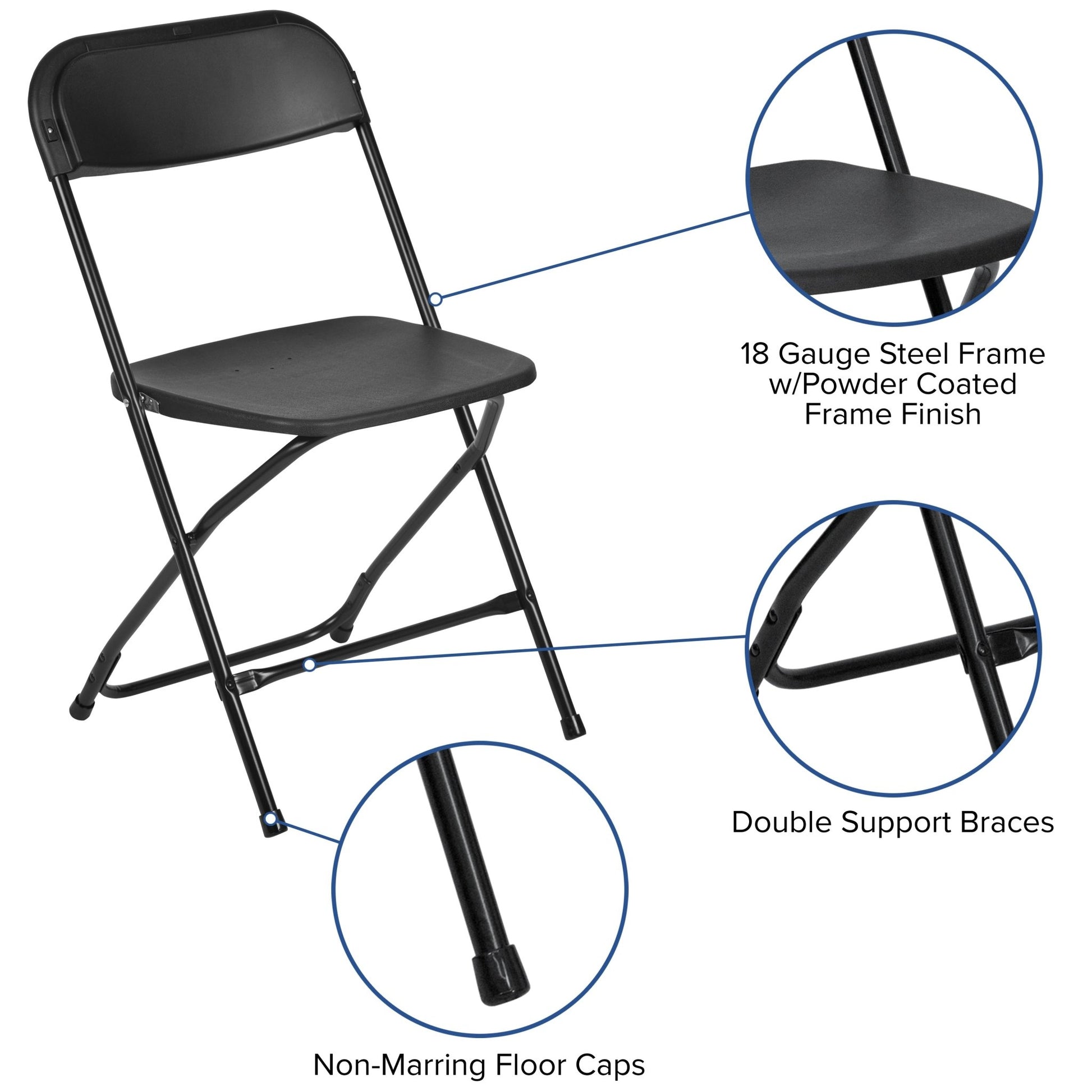 HERCULES Series Plastic Folding Chair, 650 lb. Capacity Comfortable Lightweigh Event Chair by Flash Furniture - SchoolOutlet