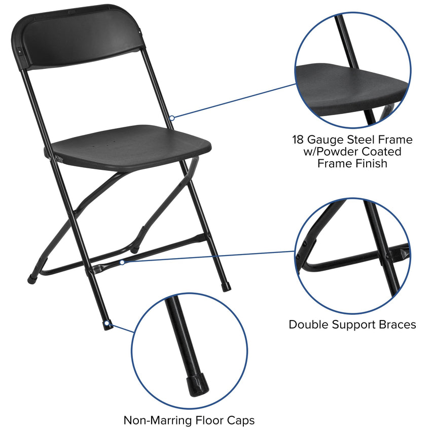 HERCULES Series Plastic Folding Chair, 650 lb. Capacity Comfortable Lightweigh Event Chair by Flash Furniture - SchoolOutlet