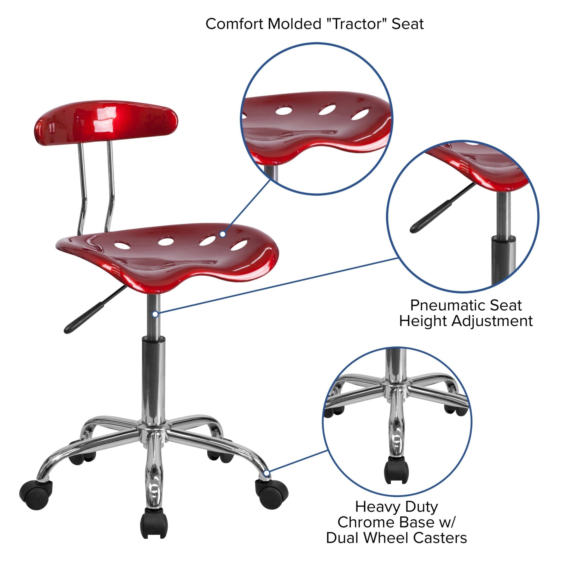 Elliott Swivel Task Office Chair with Tractor Seat by Flash Furniture - SchoolOutlet
