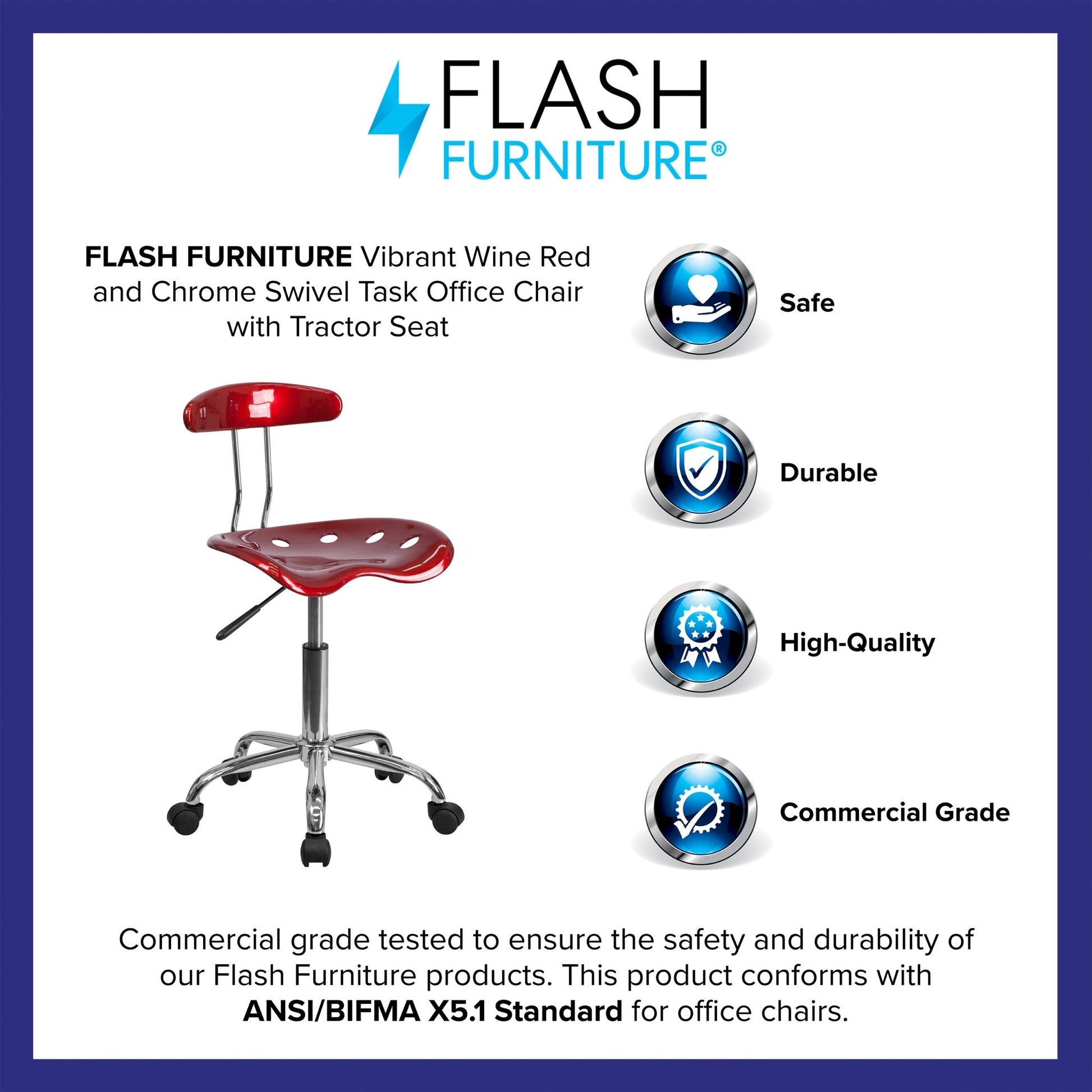 Elliott Swivel Task Office Chair with Tractor Seat by Flash Furniture - SchoolOutlet