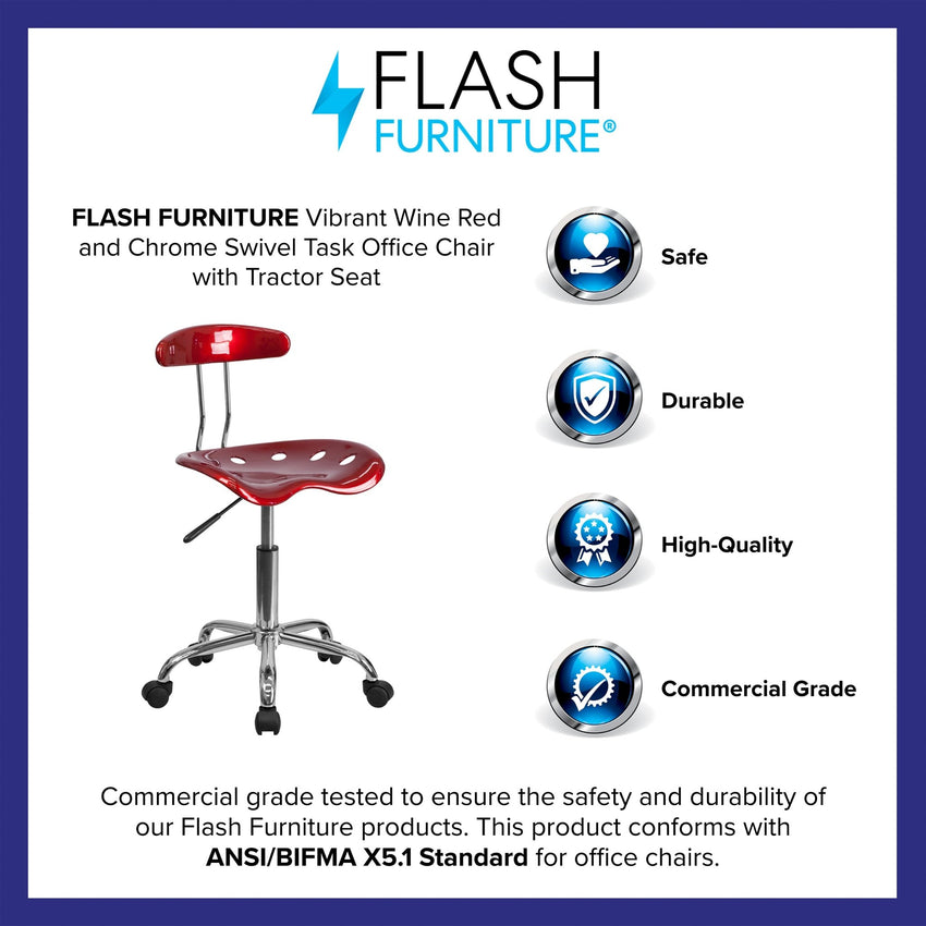 Elliott Swivel Task Office Chair with Tractor Seat by Flash Furniture - SchoolOutlet