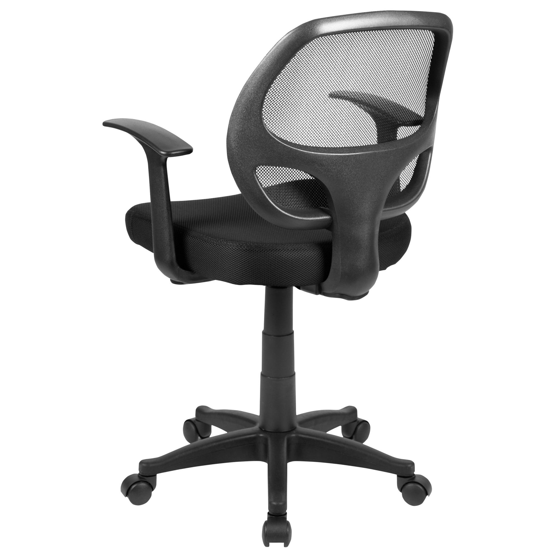Mallard Mid - Back Black Mesh Swivel Ergonomic Task Office Chair with T - Arms - Desk Chair by Flash Furniture - SchoolOutlet