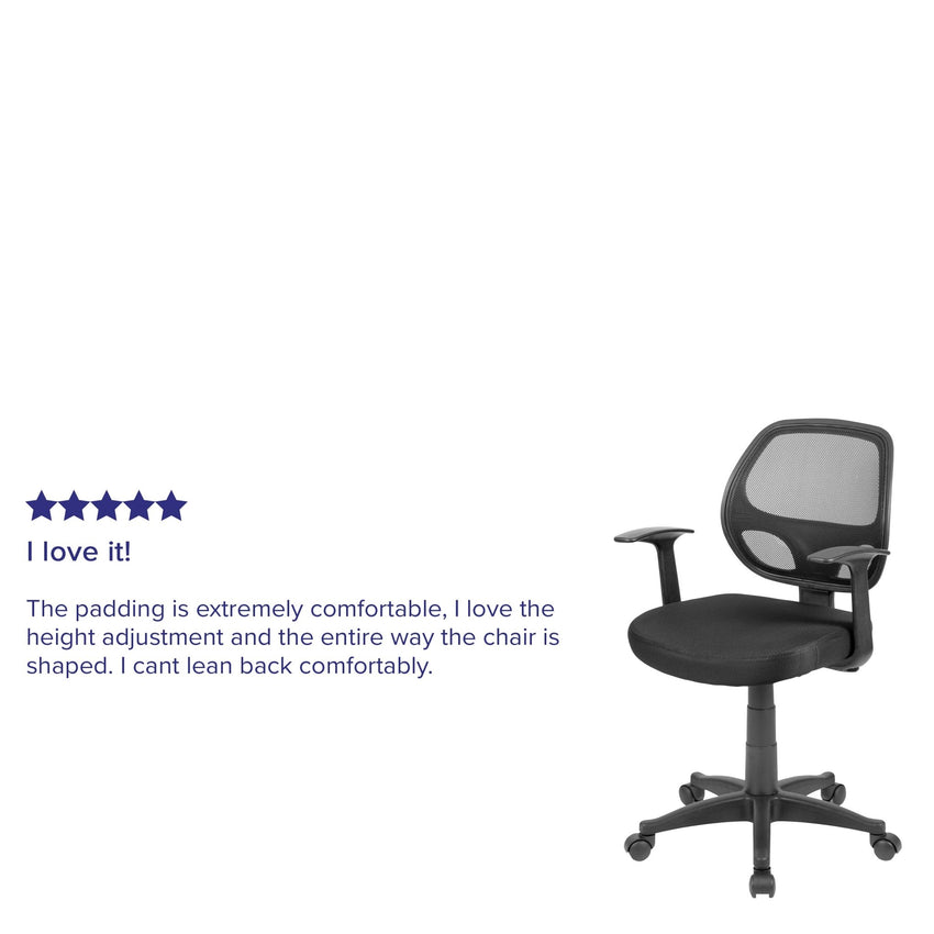 Mallard Mid - Back Black Mesh Swivel Ergonomic Task Office Chair with T - Arms - Desk Chair by Flash Furniture - SchoolOutlet