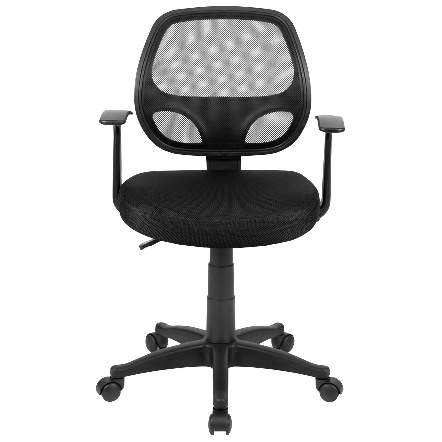 Mallard Mid - Back Black Mesh Swivel Ergonomic Task Office Chair with T - Arms - Desk Chair by Flash Furniture - SchoolOutlet