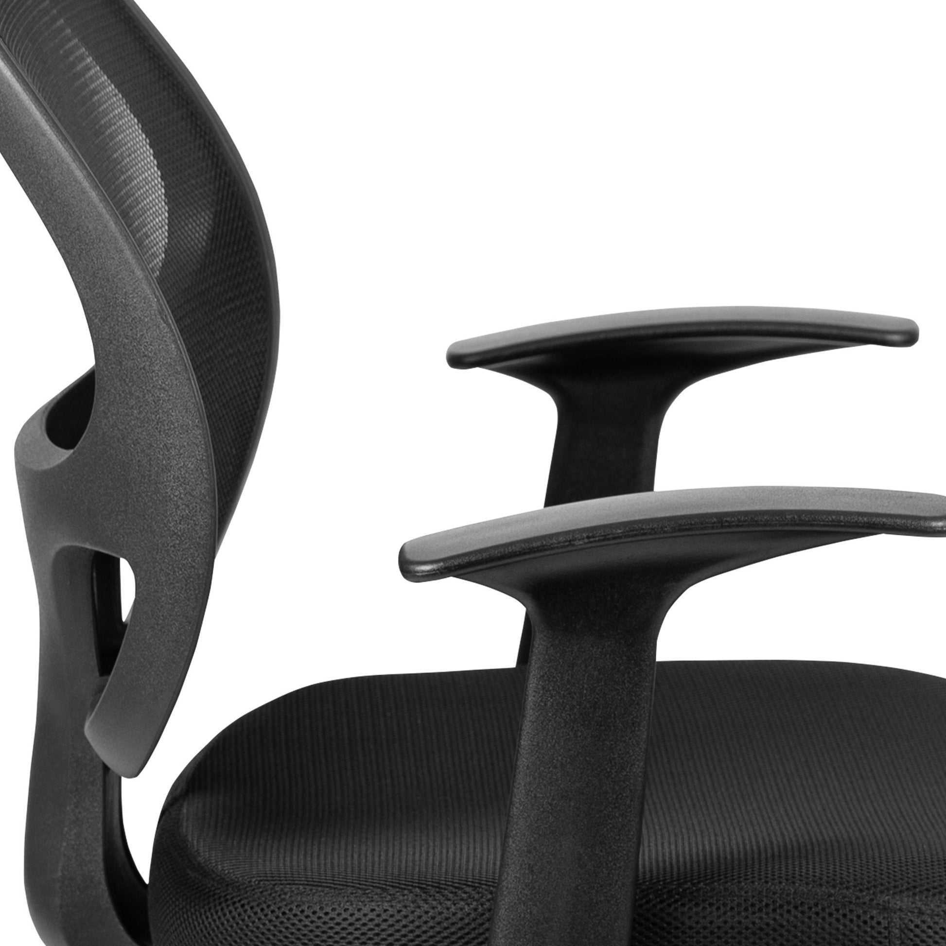 Mallard Mid - Back Black Mesh Swivel Ergonomic Task Office Chair with T - Arms - Desk Chair by Flash Furniture - SchoolOutlet
