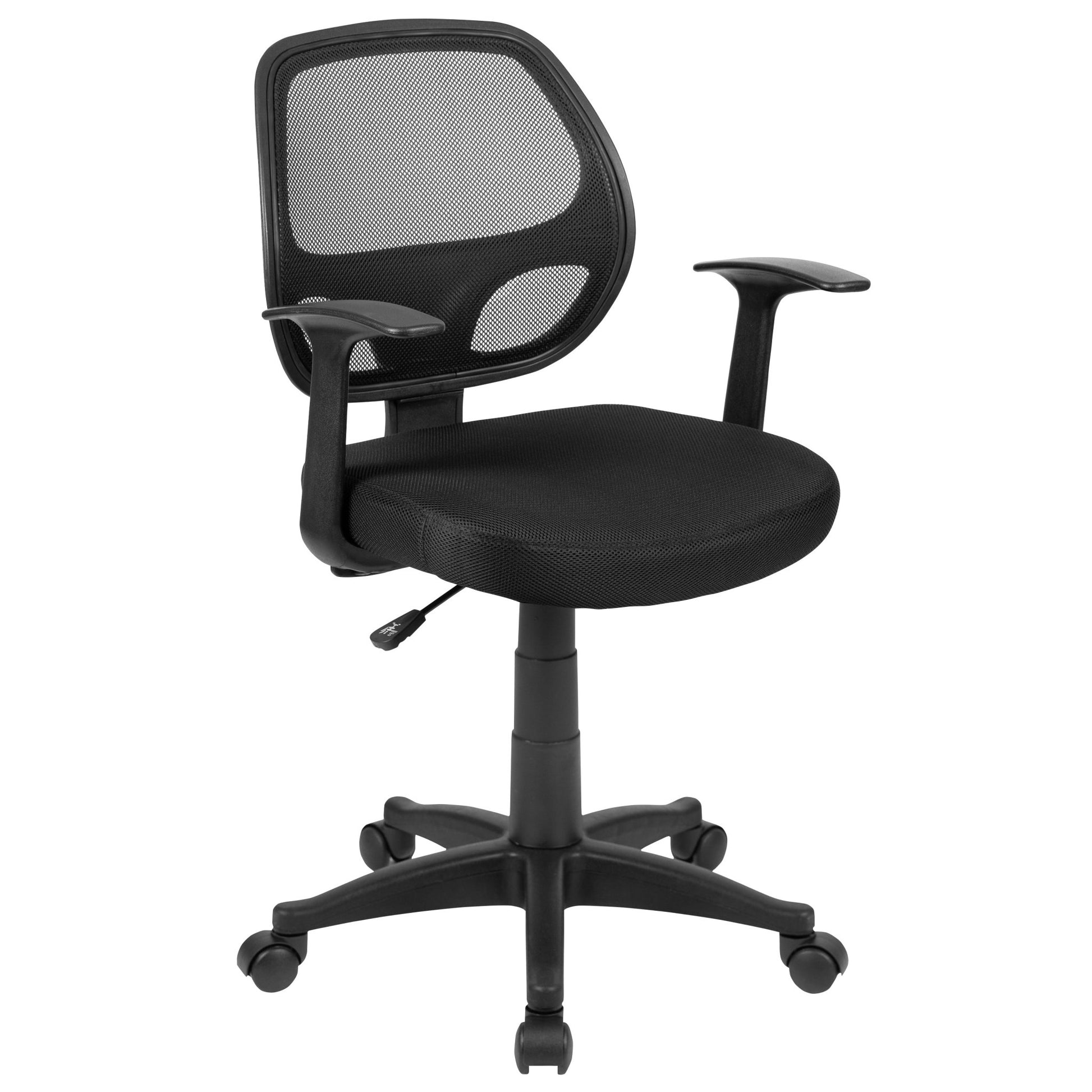 Mallard Mid - Back Black Mesh Swivel Ergonomic Task Office Chair with T - Arms - Desk Chair by Flash Furniture - SchoolOutlet
