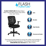 Norris Swivel Task Office Chair with T - Arms, Mid - Back Black Mesh Tapered Back by Flash Furniture - SchoolOutlet