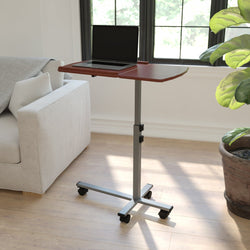 Dunbar Angle and Height Adjustable Mobile Laptop Computer Table with Cherry Top by Flash Furniture