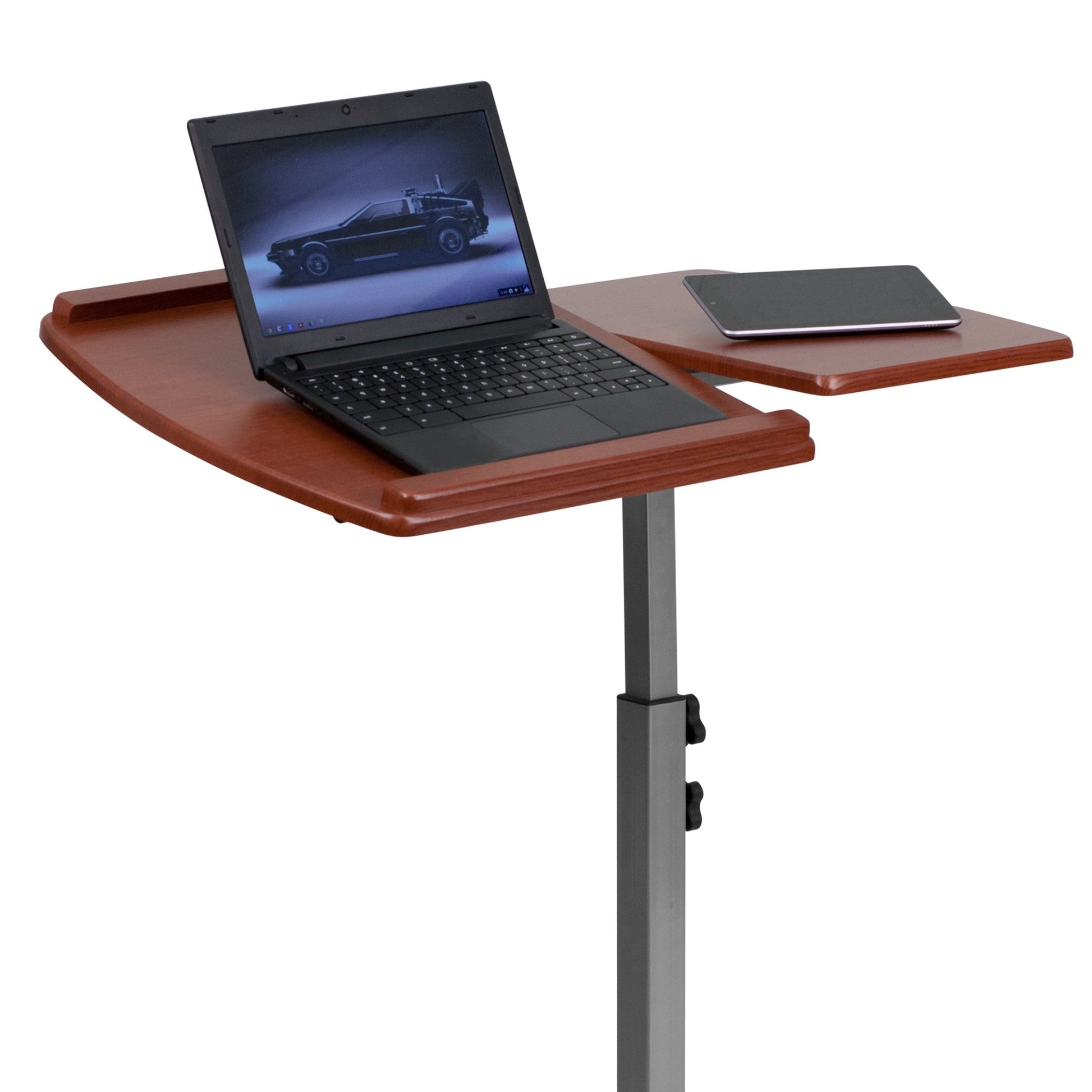 Dunbar Angle and Height Adjustable Mobile Laptop Computer Table with Cherry Top by Flash Furniture - SchoolOutlet