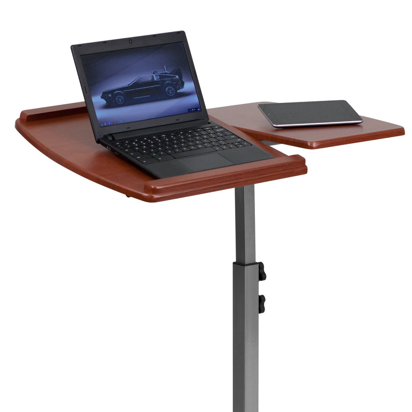 Dunbar Angle and Height Adjustable Mobile Laptop Computer Table with Cherry Top by Flash Furniture - SchoolOutlet