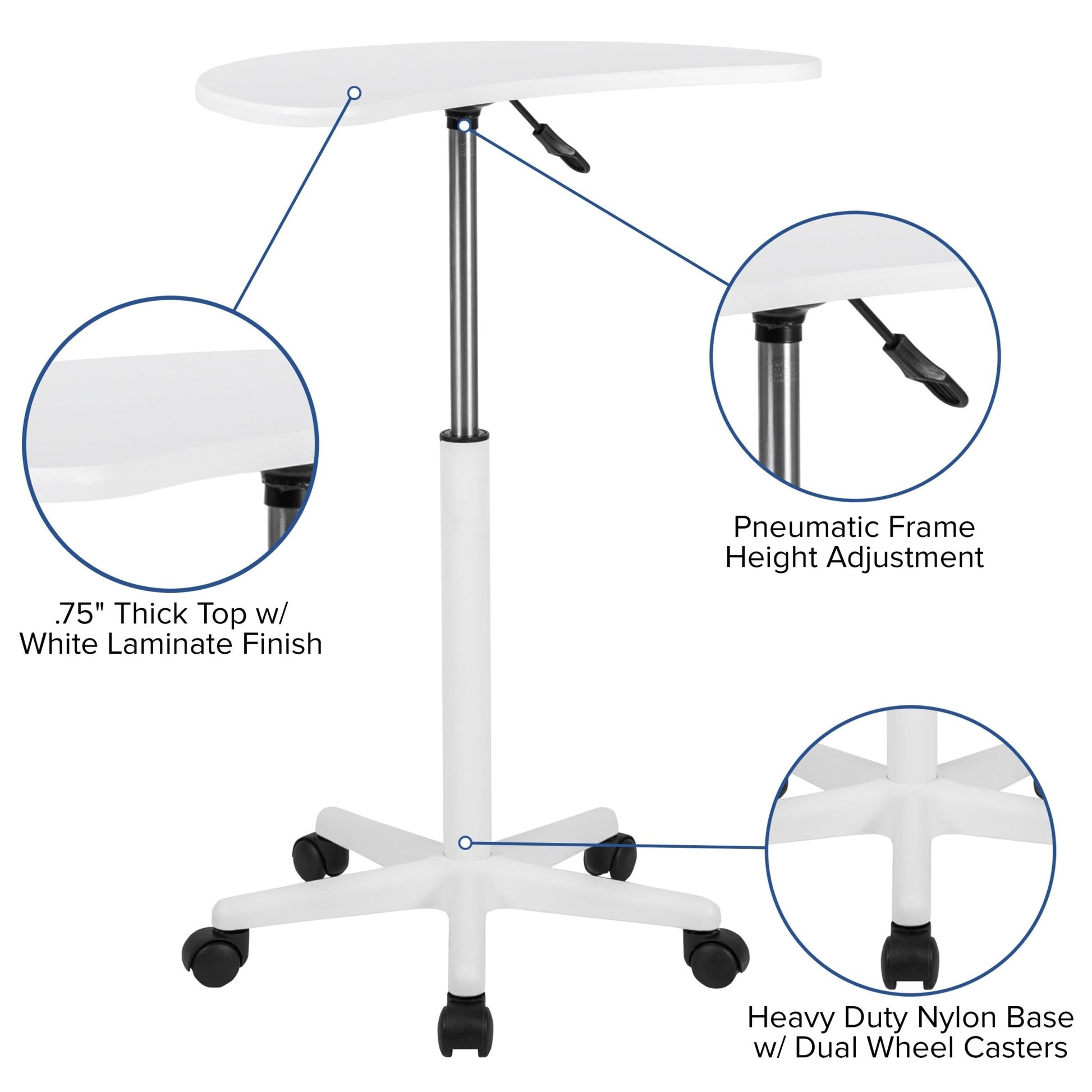 Eve Sit to Stand Mobile Laptop Computer Desk by Flash Furniture - SchoolOutlet