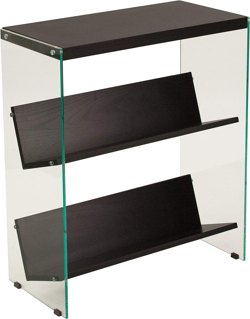 Highwood Collection 3 Shelf 28"H Glass Frame Bookcase in Dark Ash Finish - SchoolOutlet