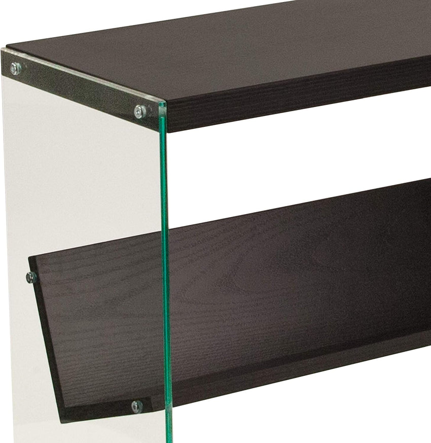 Highwood Collection 3 Shelf 28"H Glass Frame Bookcase in Dark Ash Finish - SchoolOutlet