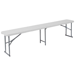 Talbott 10.25''W x 71''L Bi-Fold Plastic Bench with Carrying Handle - Granite White by Flash Furniture
