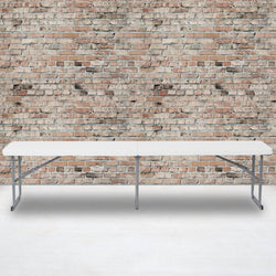 Talbott 10.25''W x 71''L Bi-Fold Plastic Bench with Carrying Handle - Granite White by Flash Furniture