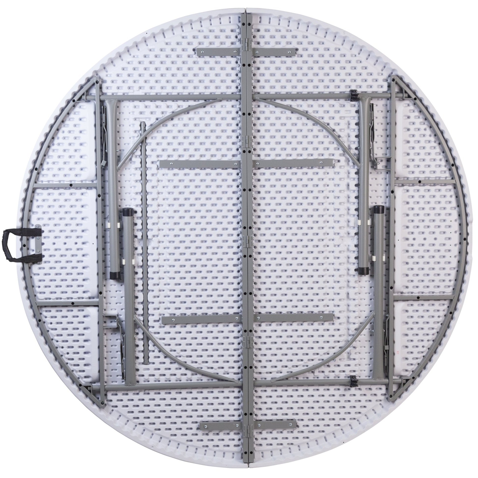 Kathryn 5.89 - Foot Round Bi - Fold Plastic Folding Table Plastic for Banquet and Event with Carrying Handle - Granite White by Flash Furniture - SchoolOutlet