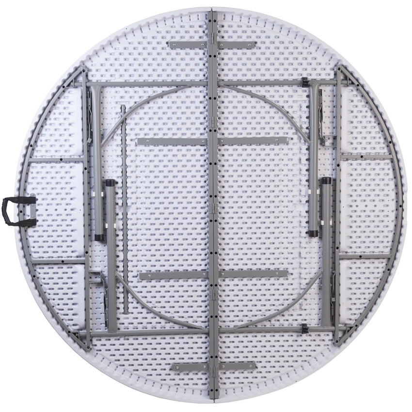 Kathryn 5.89 - Foot Round Bi - Fold Plastic Folding Table Plastic for Banquet and Event with Carrying Handle - Granite White by Flash Furniture - SchoolOutlet