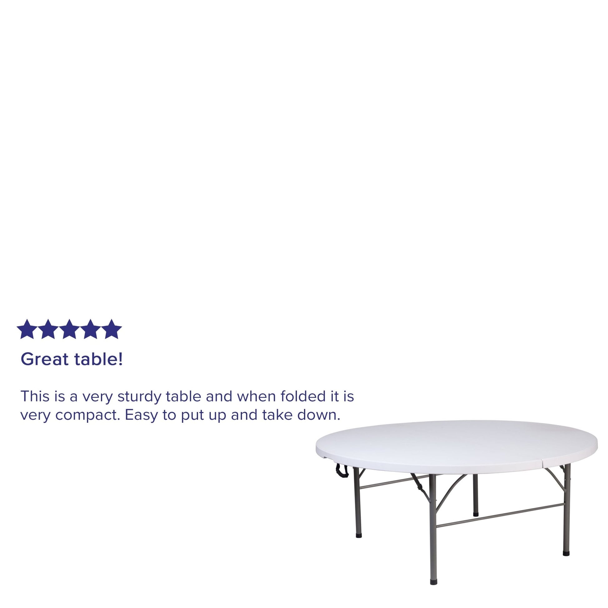 Kathryn 5.89 - Foot Round Bi - Fold Plastic Folding Table Plastic for Banquet and Event with Carrying Handle - Granite White by Flash Furniture - SchoolOutlet