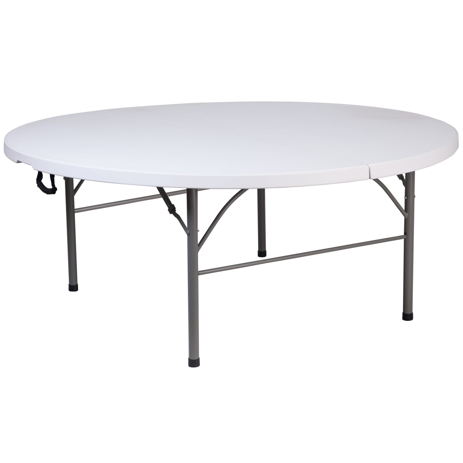 Kathryn 5.89 - Foot Round Bi - Fold Plastic Folding Table Plastic for Banquet and Event with Carrying Handle - Granite White by Flash Furniture - SchoolOutlet
