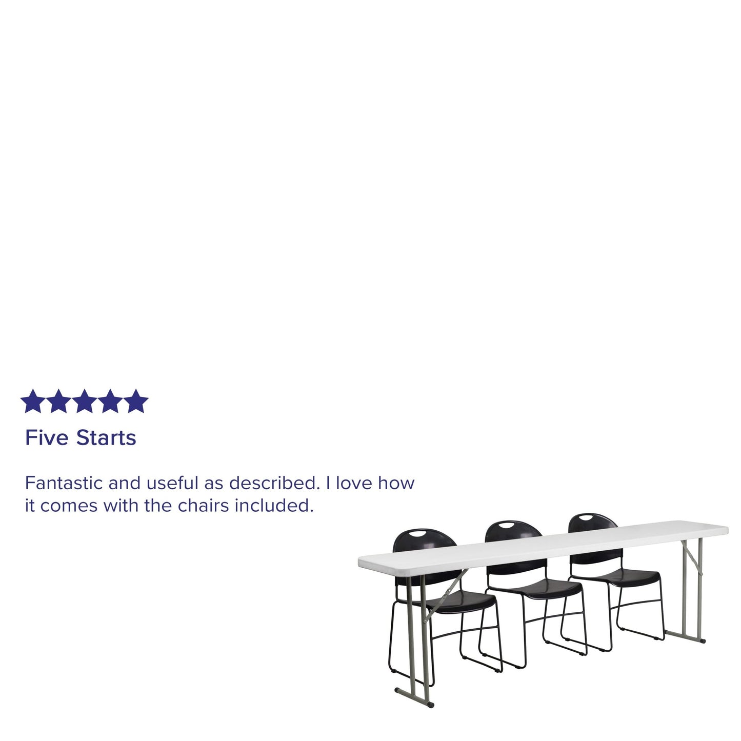Kathryn 8 - Foot Plastic Folding Training Table Set with 3 Black Plastic Stack Chairs by Flash Furniture - SchoolOutlet