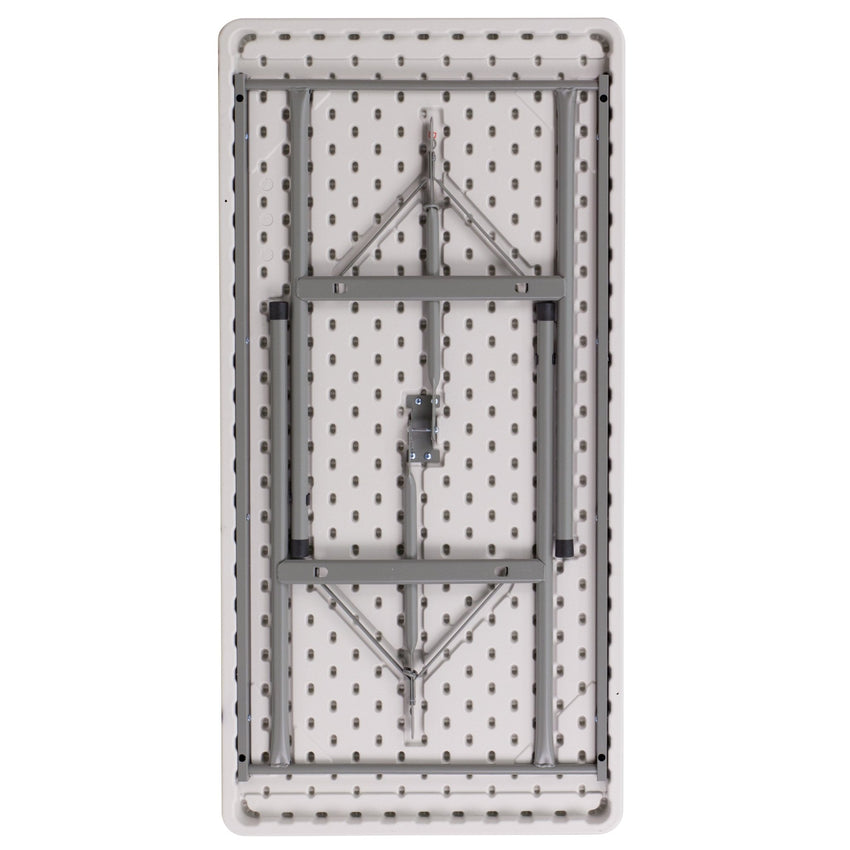 Kathryn 4 - Foot Rectangular Plastic Folding Table - Granite White by Flash Furniture - SchoolOutlet