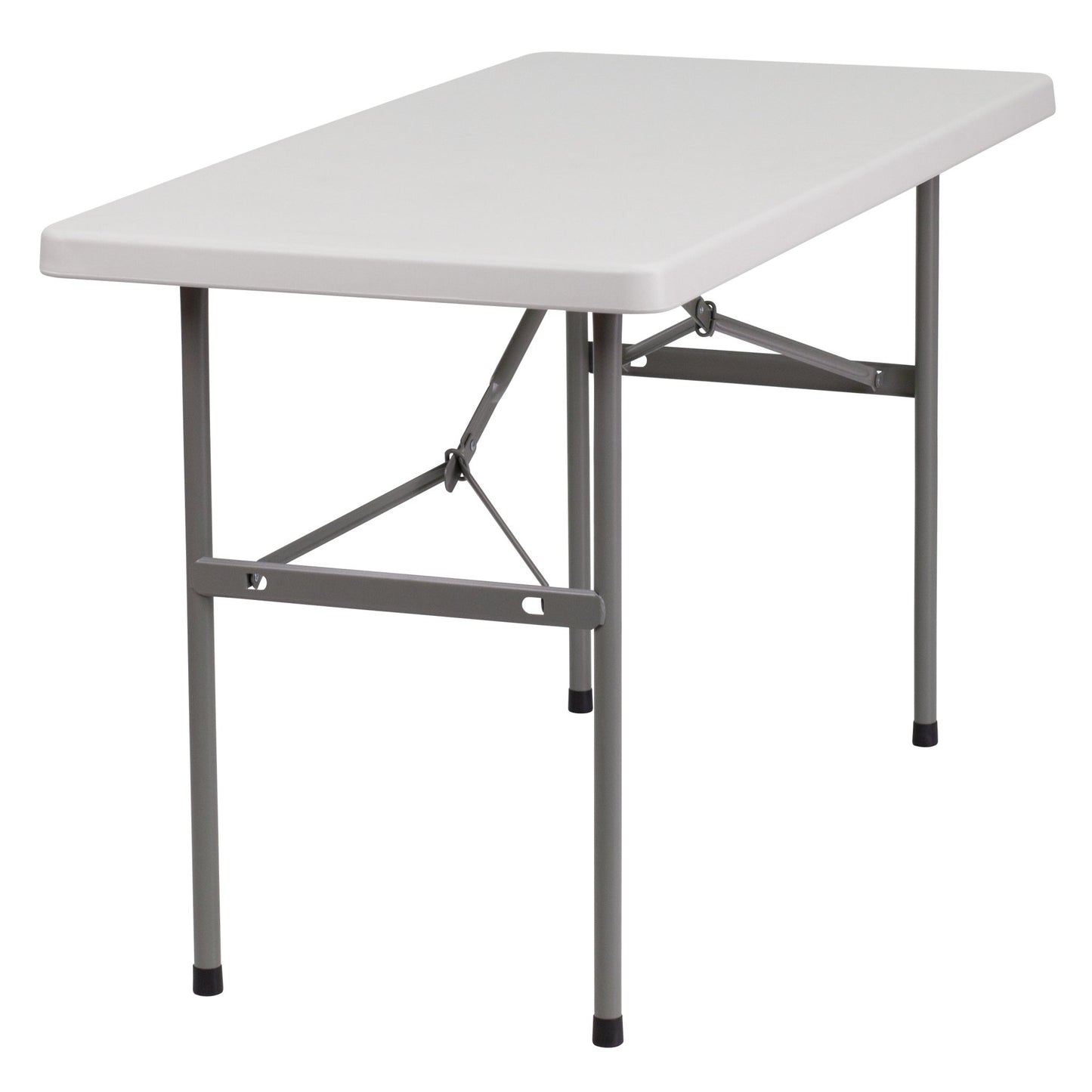Kathryn 4 - Foot Rectangular Plastic Folding Table - Granite White by Flash Furniture - SchoolOutlet