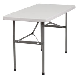 Kathryn 4-Foot Rectangular Plastic Folding Table - Granite White by Flash Furniture