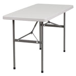 Kathryn 4 - Foot Rectangular Plastic Folding Table - Granite White by Flash Furniture - SchoolOutlet