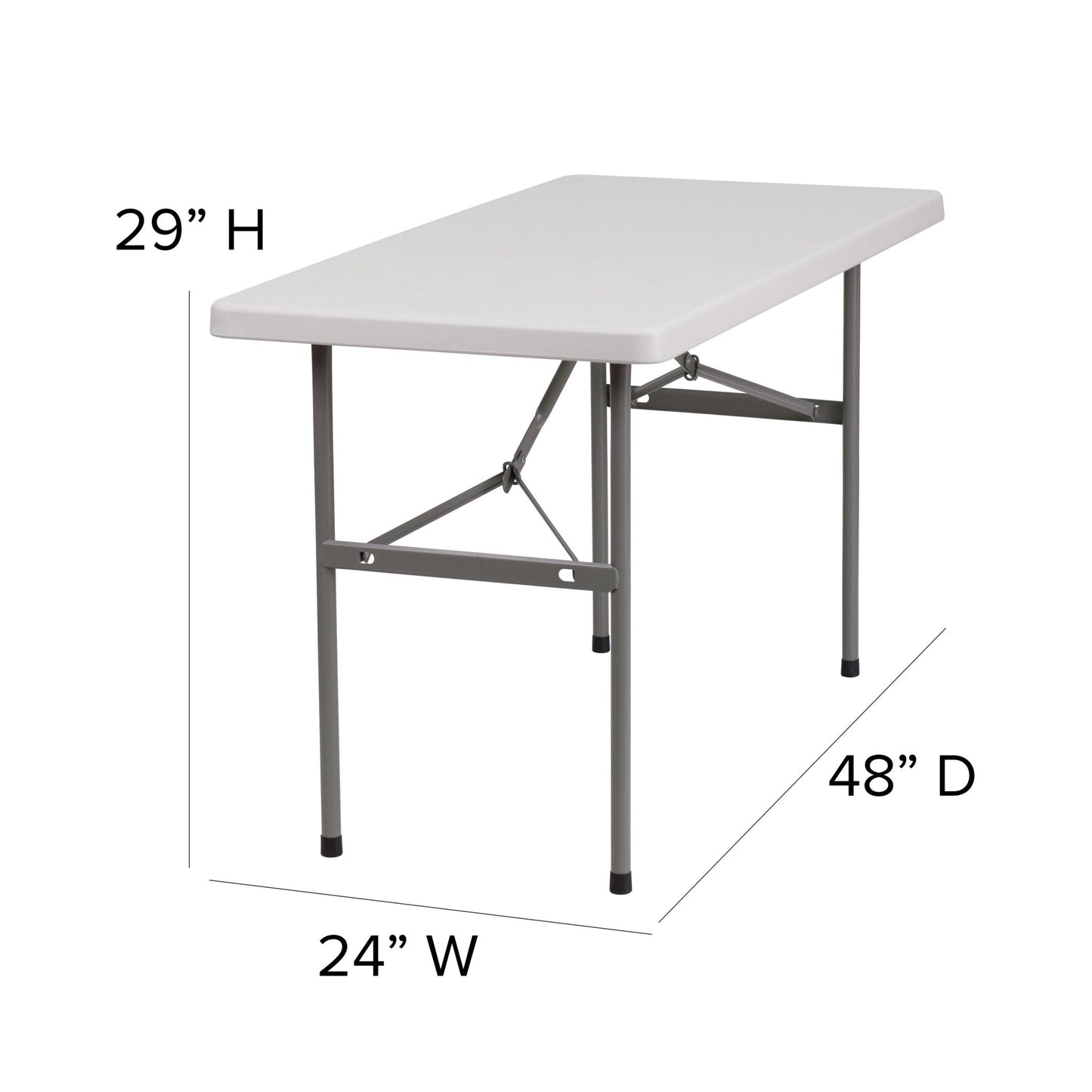 Kathryn 4 - Foot Rectangular Plastic Folding Table - Granite White by Flash Furniture - SchoolOutlet