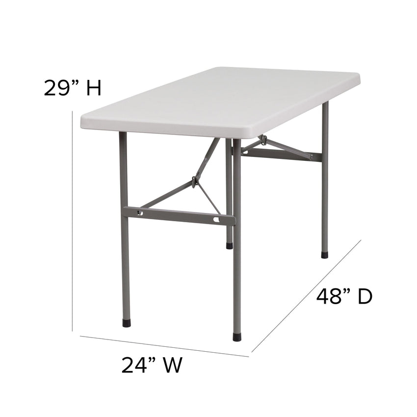 Kathryn 4 - Foot Rectangular Plastic Folding Table - Granite White by Flash Furniture - SchoolOutlet