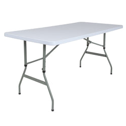 Kathryn 4.93-Foot Rectangular Plastic Folding Table with Adjustable Height - Granite White by Flash Furniture