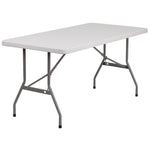 Kathryn 5 - Foot Rectangular Plastic Folding Table - Granite White by Flash Furniture - SchoolOutlet