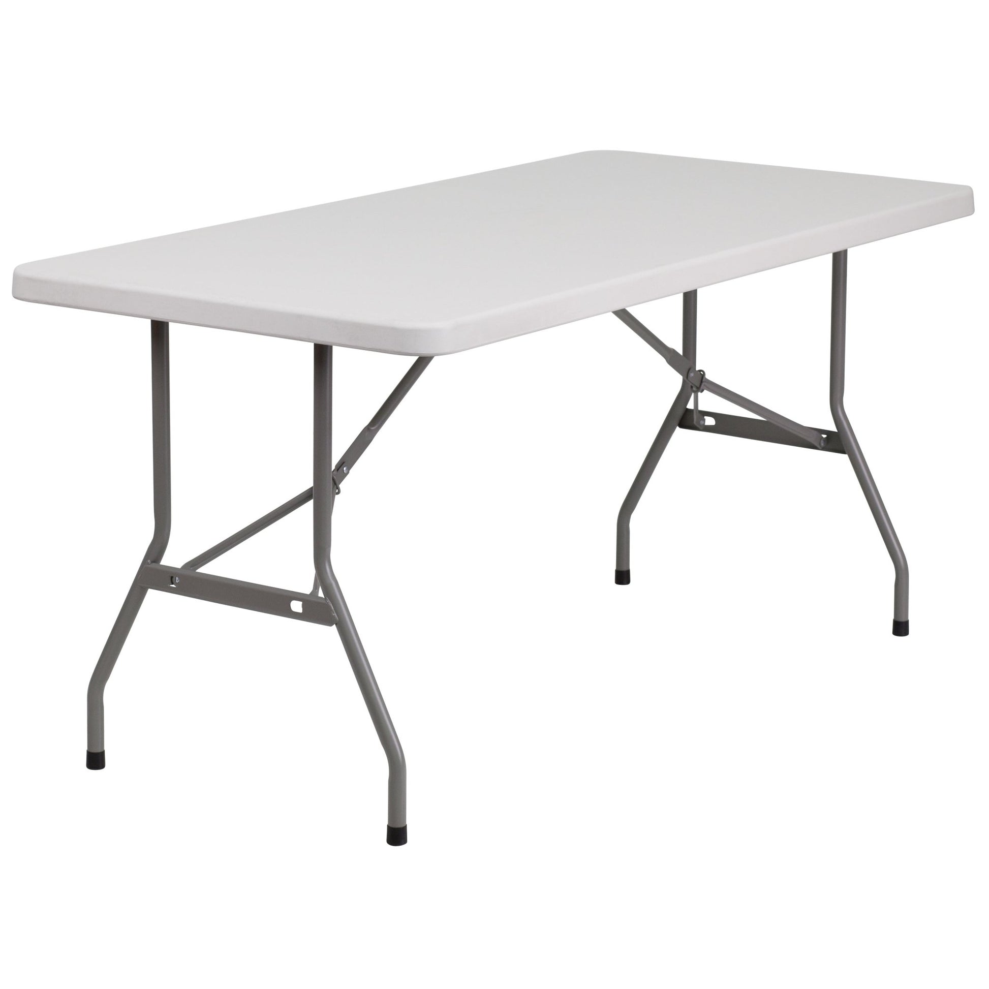 Kathryn 5 - Foot Rectangular Plastic Folding Table - Granite White by Flash Furniture - SchoolOutlet
