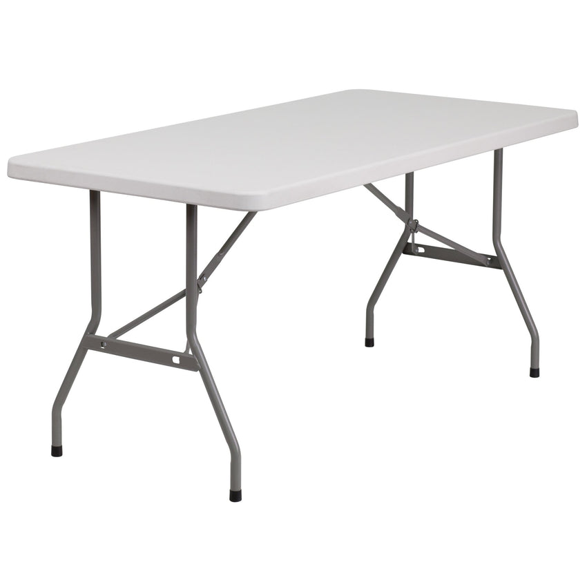Kathryn 5 - Foot Rectangular Plastic Folding Table - Granite White by Flash Furniture - SchoolOutlet