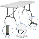 Kathryn 6 - Foot Rectangular Plastic Folding Table - Granite White by Flash Furniture - SchoolOutlet