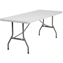 Kathryn 6-Foot Rectangular Plastic Folding Table - Granite White by Flash Furniture