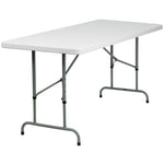 Kathryn 6 - Foot Rectangular Plastic Folding Table with Adjustable Height - Granite White by Flash Furniture - SchoolOutlet