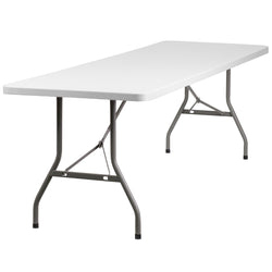 Kathryn 8-Foot Rectangular Plastic Folding Table - Granite White by Flash Furniture