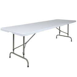 Kathryn 8-Foot Rectangular Plastic Folding Table wiht Adjustable Height - Granite White by Flash Furniture