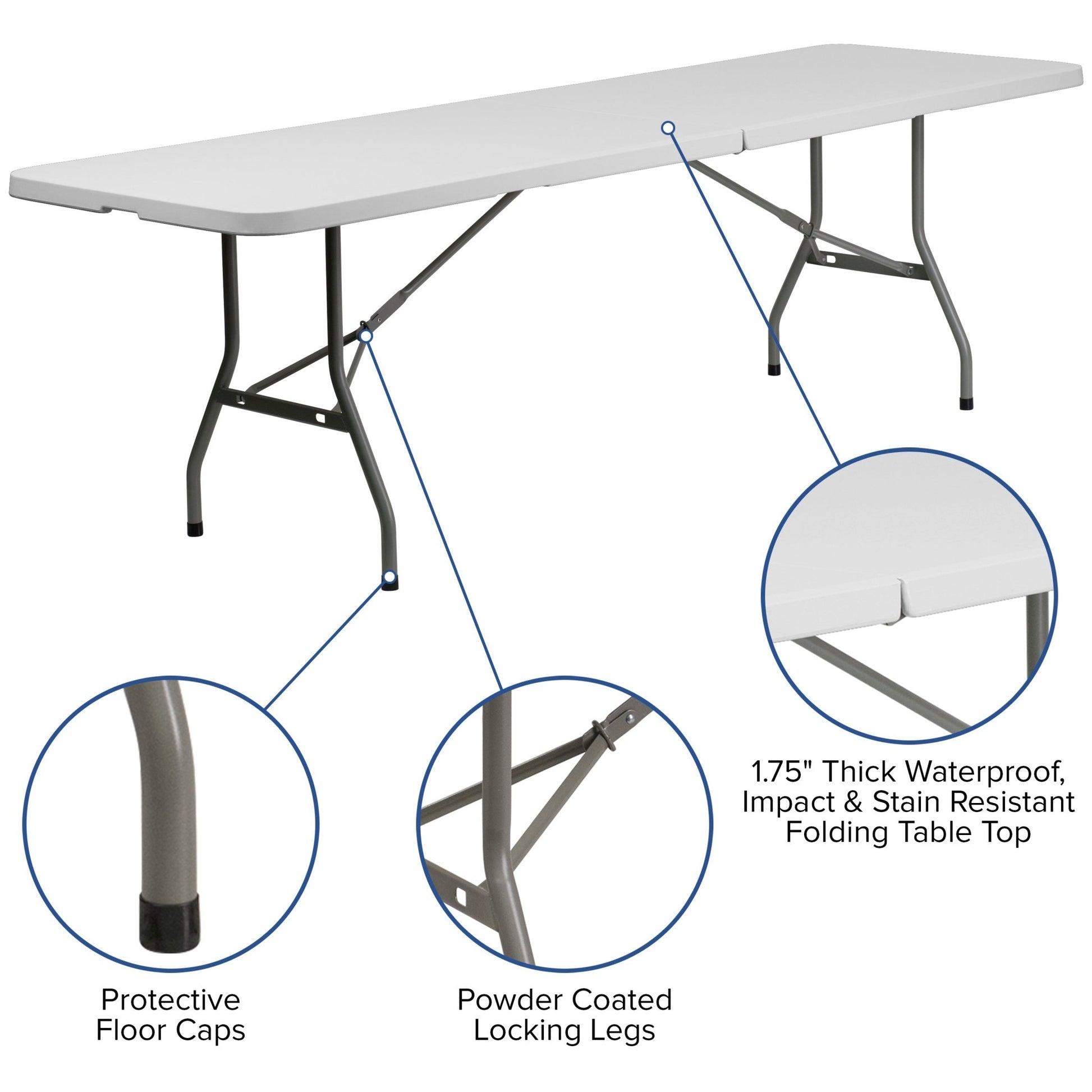 Kathryn 8' Bi - Fold Plastic Folding Table Set with 10 Folding Chairs for Event/Training - Granite White by Flash Furniture - SchoolOutlet